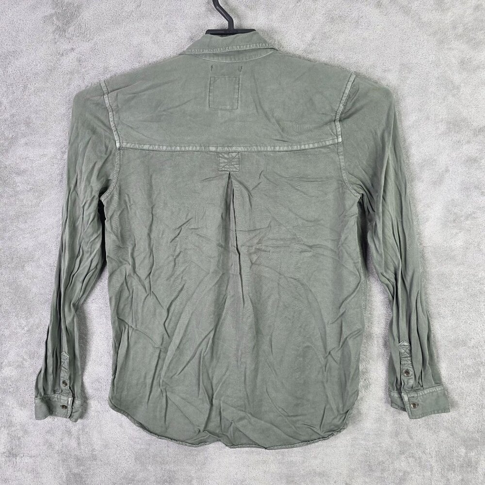 Womens American Eagle Green Boyfriend Fit Shirt Button Up Long Sleeve Viscose M - Picture 5 of 8